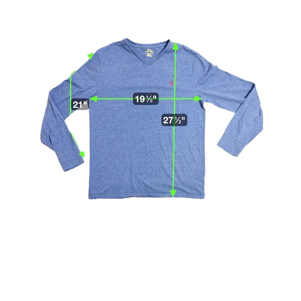 Polo Ralph Lauren Blue‎ Long Sleeve V Neck Shirt Men’s Size M
